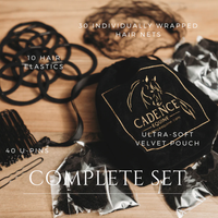 Complete Hair Net Set: net, u-pins, elastics, bag *new