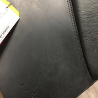 18 XW *Measures Narrow *4" Santa Cruz Geneve Dressage Saddle, 2 Billet Guards, Fleece Lined Tapestry Zebra Cover, Synthetic Wool Flocking, Lg Front Blocks, Flaps: 15.5"L x 13"W Serial #: 42945