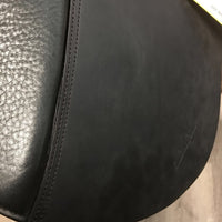 18 XW *Measures Narrow *4" Santa Cruz Geneve Dressage Saddle, 2 Billet Guards, Fleece Lined Tapestry Zebra Cover, Synthetic Wool Flocking, Lg Front Blocks, Flaps: 15.5"L x 13"W Serial #: 42945