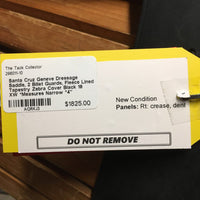 18 XW *Measures Narrow *4" Santa Cruz Geneve Dressage Saddle, 2 Billet Guards, Fleece Lined Tapestry Zebra Cover, Synthetic Wool Flocking, Lg Front Blocks, Flaps: 15.5"L x 13"W Serial #: 42945