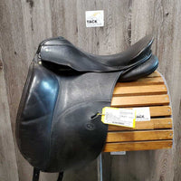 17.5 Adj *set M/W Schleese Ostergaard Dressage Saddle, Brown Vinyl Cover, Xlg Front Changeable Blocks, Wool Flocked, Rear Gusset Panels, Flaps: 17"L x 12" W Serial #: 2658 GOH0900