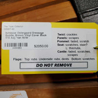 17.5 Adj *set M/W Schleese Ostergaard Dressage Saddle, Brown Vinyl Cover, Xlg Front Changeable Blocks, Wool Flocked, Rear Gusset Panels, Flaps: 17"L x 12" W Serial #: 2658 GOH0900