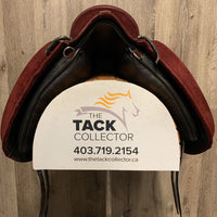 18" M/W Wither *W/XW *5.5 Zaldi Altras Equitation Saddle, Navy Cotton Zaldi Cover, 2x Billet Guards, Full Suede, Wool Flocking, Rear Gusset Panels, Long Front Blocks, Flaps: 16.5"l x 11.5"w Serial #: 180393