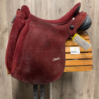 18" M/W Wither *W/XW *5.5 Zaldi Altras Equitation Saddle, Navy Cotton Zaldi Cover, 2x Billet Guards, Full Suede, Wool Flocking, Rear Gusset Panels, Long Front Blocks, Flaps: 16.5"l x 11.5"w Serial #: 180393