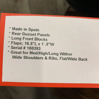 18" M/W Wither *W/XW *5.5 Zaldi Altras Equitation Saddle, Navy Cotton Zaldi Cover, 2x Billet Guards, Full Suede, Wool Flocking, Rear Gusset Panels, Long Front Blocks, Flaps: 16.5"l x 11.5"w Serial #: 180393