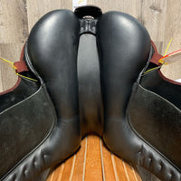 18" M/W Wither *W/XW *5.5 Zaldi Altras Equitation Saddle, Navy Cotton Zaldi Cover, 2x Billet Guards, Full Suede, Wool Flocking, Rear Gusset Panels, Long Front Blocks, Flaps: 16.5"l x 11.5"w Serial #: 180393