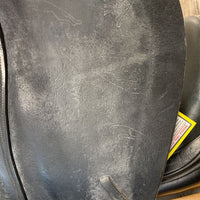 17.5 MW *5.75" Jaguar Harry Dabbs Dressage Saddle, Navy Cotton Zaldi Cover, XLg Front Blocks, Wool Flocking, Flaps: 16"L x 12"W Serial #: 07267 02063018