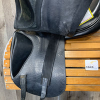 17.5 MW *5.75" Jaguar Harry Dabbs Dressage Saddle, Navy Cotton Zaldi Cover, XLg Front Blocks, Wool Flocking, Flaps: 16"L x 12"W Serial #: 07267 02063018