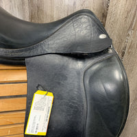 17.5 MW *5.75" Jaguar Harry Dabbs Dressage Saddle, Navy Cotton Zaldi Cover, XLg Front Blocks, Wool Flocking, Flaps: 16"L x 12"W Serial #: 07267 02063018