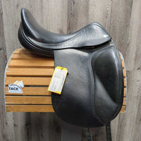 17.5 MW *5.75" Jaguar Harry Dabbs Dressage Saddle, Navy Cotton Zaldi Cover, XLg Front Blocks, Wool Flocking, Flaps: 16"L x 12"W Serial #: 07267 02063018