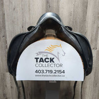 17.5 MW *5.75" Jaguar Harry Dabbs Dressage Saddle, Navy Cotton Zaldi Cover, XLg Front Blocks, Wool Flocking, Flaps: 16"L x 12"W Serial #: 07267 02063018