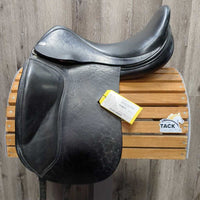 17.5 MW *5.75" Jaguar Harry Dabbs Dressage Saddle, Navy Cotton Zaldi Cover, XLg Front Blocks, Wool Flocking, Flaps: 16"L x 12"W Serial #: 07267 02063018