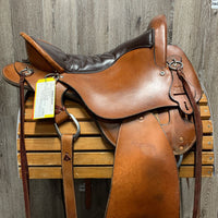 16" *1/Med (high wither/Wide ribs)Tucker Endurance Saddle, 2 Leather Latigos, 4 billets, 4 leather ties, Pr Leather Hobbles & Stirrups, Wool Felt Panels, Angled Rear Billet, Adjustable Position In-Skirt Rigging Serial: 159-540-7134-21 20134111