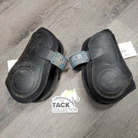 Pr Open Hind Boots, quick release *fair, filthy, hair, faded, scraped, scratches