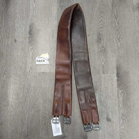 Tri fold Soft Leather Girth *gc, older, dirt, stains, cracks, dirty, faded, curled edges, long threads
