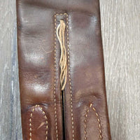 Tri fold Soft Leather Girth *gc, older, dirt, stains, cracks, dirty, faded, curled edges, long threads