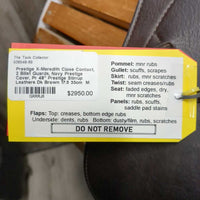 17.5 33cm M *4.5" Prestige X-Meredith Close Contact, 2 Billet Guards, Navy Prestige Cover, Pr 48" Prestige Stirrup Leathers, Med Front & Large Back Blocks, Synthetic Wool Panels, Calfskin, Flaps: 13"W x 13"L Serial #: 17 33 0804 1014 s5AA