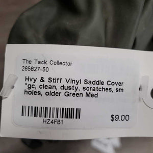 Hvy & Stiff Vinyl Saddle Cover *gc, clean, dusty, scratches, sm holes, older