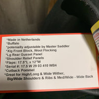 17.5 W *5.5" Hulsebos Zadels WB4 Dressage Saddle, Xlg Front Block, Wool Flocking, Lg Rear Gusset Panel, Shoulder Relief Panels, Flaps: 17.5"L x 12"W Serial #: 17.5 W 29 03 410 WB4
