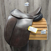 17.5 XW *MW (Wither *5.25") Sankey Dressage Saddle, Black Fleece Sankey Cover, XLg Velcro Front Blocks, Wool Flocking, Front & Rear Gusset Panels, Flaps: 16"L x 12.5"W Serial #: 0406714 17 1/2 XW