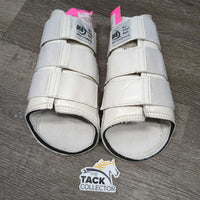 Pr Closed Hind Boots, velcro *fair/gc, clean, edges: torn & undone seams, velcro: hairy, weak & discolored