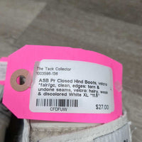 Pr Closed Hind Boots, velcro *fair/gc, clean, edges: torn & undone seams, velcro: hairy, weak & discolored