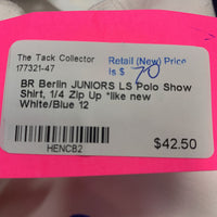 JUNIORS LS Polo Show Shirt, 1/4 Zip Up *like new