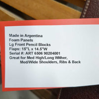 18.5" MN *4.25" Collegiate Ruiz Diaz Close Contact, 2 Billet Guards, green cotton Collegiate Cover, Foam Panels, Lg Front Pencil Blocks, Flaps: 15"L x 14.5"W Serial #: ART 6506 90204001