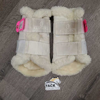 Pr Closed Boots, Fleece Lined, velcro *gc, clean, v.stained, mnr clumpy edges, hairy velcro, inner thin spots