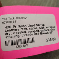 Pr Nylon Lined Stirrup Leathers *fair, stains, rubs, scrapes, dry, v.peeled, scraped, undone side stitching, threads