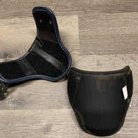 Pr Leather Hind Boots, velcro liners, tabs *vgc, dirt, hairy, stain & rubs
