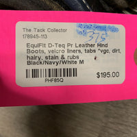 Pr Leather Hind Boots, velcro liners, tabs *vgc, dirt, hairy, stain & rubs
