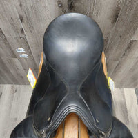 17.5 Adj *W - 5.5" Schleese JES Dressage Saddle, Navy Cotton Schleese Cover, Lg Front Blocks, Rear Gusset Panels, Air Panels, Flaps: 17.75"L x 12"W Serial #: 3-17.5 1198H1101