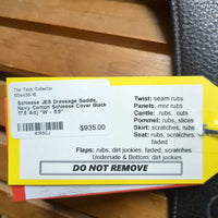 17.5 Adj *W - 5.5" Schleese JES Dressage Saddle, Navy Cotton Schleese Cover, Lg Front Blocks, Rear Gusset Panels, Air Panels, Flaps: 17.75"L x 12"W Serial #: 3-17.5 1198H1101