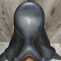 18" Adj *Set W *5.75 Dresch Dressage, Navy Schleese Cotton Cover, Wool Flocking, Front & Rear Gusset Panels, XLg Front Blocks, Flaps: 15" L x 11"W Serial #: BS6635