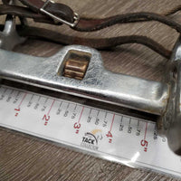 SS Combination High Port Curb Bit, center copper roller, rope nose, chin strap *fair/gc, clean, stains, residue, scratches, stiff, no strap keepers