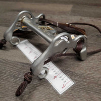Combination High Port Pelham Bit, center roller, leather chin strap, string *gc, clean, residue, stains, scratches