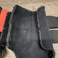 Pr Closed Front Boots, velcro *gc, clean, rubbed & pilly, hairy velcro, edges: twisted, frays, shrunk?melted neoprene