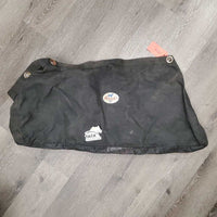 Corner Hanging Feed - Hay Bag, mesh bottom *fair, v.rusty, faded, dirty, peeled lining