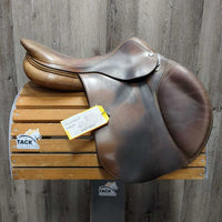 17" M *4.75 Amerigo C Close Contact, 2 Billet Guards, Yellow Amerigo Cotton Cover, Med Front & Back Blocks, Wool/Felt Flocking, Flaps: 13.25" x 13.25" Serial #: 17 N 1002