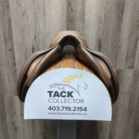 17" M *4.75 Amerigo C Close Contact, 2 Billet Guards, Yellow Amerigo Cotton Cover, Med Front & Back Blocks, Wool/Felt Flocking, Flaps: 13.25" x 13.25" Serial #: 17 N 1002