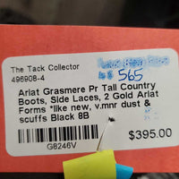 Pr Tall Country Boots, Side Laces, 2 Gold Ariat Forms *like new, v.mnr dust & scuffs