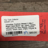 1 ONLY Right Heel Boot *gc, clean, faded, stretched & torn elastic, marker, stains, seam rubs, chips, frayed & hairy velcro