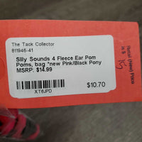 4 Fleece Ear Pom Poms, bag *new