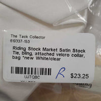 Satin Stock Tie, bling, attached velcro collar, bag *new