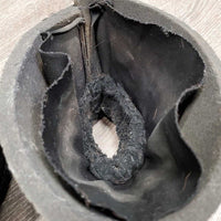 2 Neoprene Wrap Around Bell Boots, Fleece Top, Velcro *gc/fair, clean, hairy, peeled top & inside liners, chipped edges