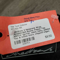 2 Neoprene Wrap Around Bell Boots, Fleece Top, Velcro *gc/fair, clean, hairy, peeled top & inside liners, chipped edges