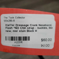 Dressage Crank Noseband, Flash *NO Chin strap - buckles, like new, mnr stain