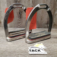 Pr "Quick Release" Safety Stirrup Irons, Angled Grips, Rubber Side Release *gc, mnr dirt, scratches, scuffs