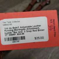 Adjustable Leather Running Martingale Attachment, buckle *like new, 0 Snap